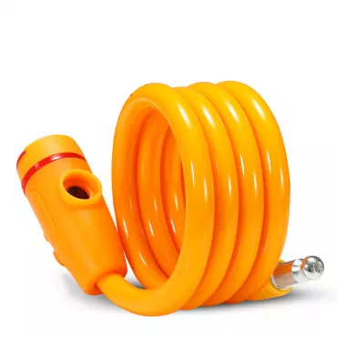 Antifurt bicicleta cablu spiralat 1.2m si cheie Forever - portocaliu