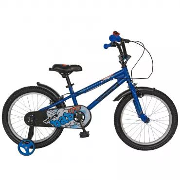 Bicicleta baieti VELORS V1801A, roata 18", C-Brake, roti ajutatoare, 5-7 ani, albastru/negru - RESIGILATA
