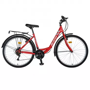 Bicicleta CITY 26" RICH R2632A, frana V-Brake, 18 viteze, culoare rosu/alb
