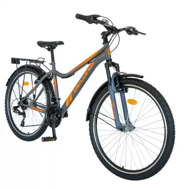 Bicicleta CITY Velors V2633B, roata 26 inch, echipare Shimano, 18 viteze, culoare gri/portocaliu