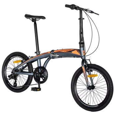 Bicicleta pliabila 20" CARPAT C2052C, echipare SHIMANO 7 viteze, culoare gri/portocaliu