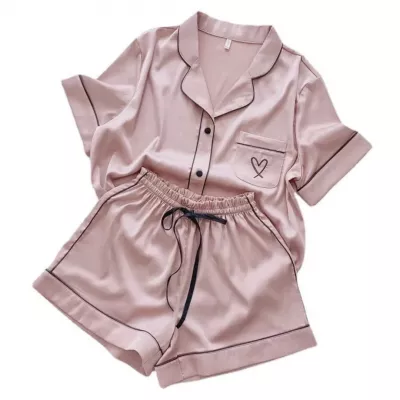 Set pijama scurtă din satin