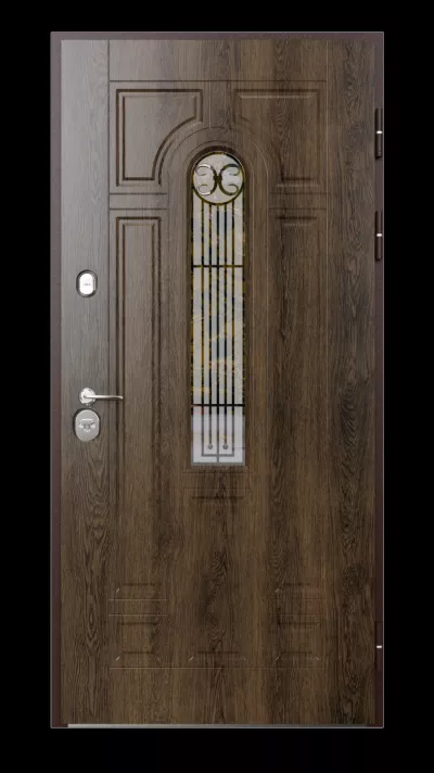USI PREMIUM THERMO - Usa metalica exterior casa PREMIUM LUCIA   , placata cu lemn 7 straturi la exterior , stejar bronz , izolatie termica 0.7 w mpK   , izolatie fonica 45 dB  , rezistenta sporita la soare si apa ,980x2050 , sisteme inchidere Securreme Italia , dreapta 1, totuldespreusi.ro