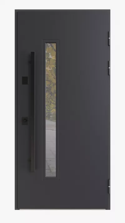 USI PREMIUM THERMO - Usa metalica exterior casa PREMIUM NORDIK GLASS , placata cu lemn 7 straturi la exterior , ANTRACIT , izolatie termica 0.7 w mpK , izolatie fonica 45 dB , rezistenta sporita la soare si apa ,980x2050 ,  INCHIDERE MAGNETICA  Securreme Italia , dreapta, totuldespreusi.ro