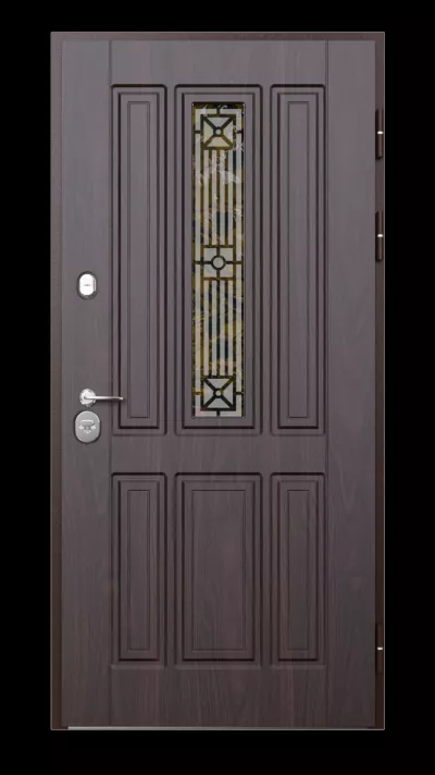 USI PREMIUM THERMO - Usa metalica exterior casa PREMIUM PARMA  , placata cu lemn 7 straturi la exterior , nuc , izolatie termica 0.7 w mpK   , izolatie fonica 45 dB  , rezistenta sporita la soare si apa ,980x2050 , sisteme inchidere Securreme Italia , dreapta 1, totuldespreusi.ro