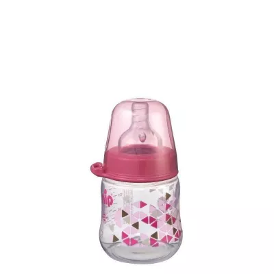 Biberon cu gat larg Girl PP 150 ml,tetina silicon ortodontica, debit mediu, 0+ luni, nip 35056