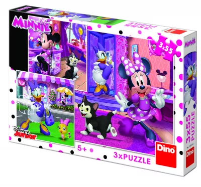 Puzzle 3 in 1 - O zi cu Minnie (55 piese) - Dino Toys