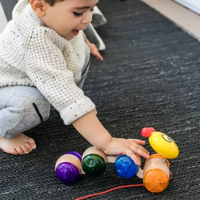 Baby Einstein – Jucarie din lemn - Hape Inch Along Cal™ - Bright Starts