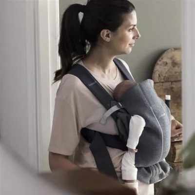 Marsupiu anatomic - Mini - cu pozitii multiple de purtare - Dark Grey, 3D Jersey - BabyBjorn