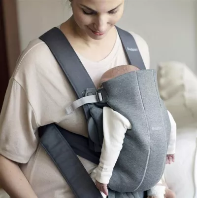 Marsupiu anatomic - Mini - cu pozitii multiple de purtare - Dark Grey, 3D Jersey - BabyBjorn