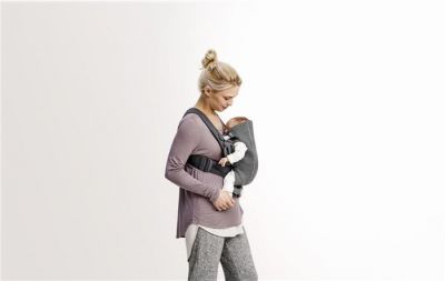 Marsupiu anatomic - Mini - cu pozitii multiple de purtare - Dark Grey, 3D Jersey - BabyBjorn