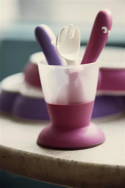 Set - Lingurite si Furculite pentru bebelusi (4 buc.) - Pink/Purple - BabyBjorn