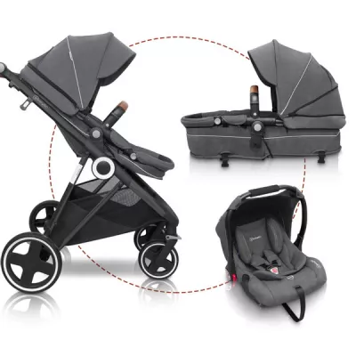 BabyGo - Carucior 3 in 1 Halime  â€“ cadru Black