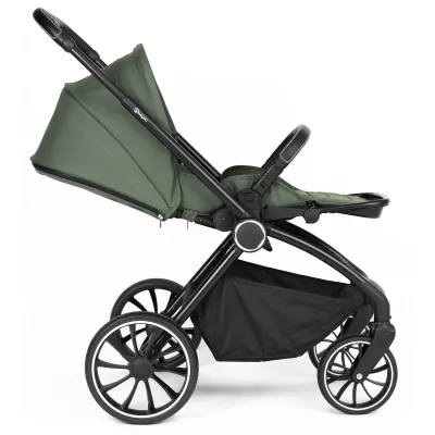 BabyGo - Carucior 3 in 1 Harmony Green cu maner reglabil pe inaltime, cadru Black