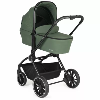 BabyGo - Carucior 3 in 1 Harmony Green cu maner reglabil pe inaltime, cadru Black