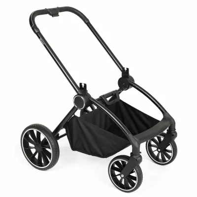 BabyGo - Carucior 3 in 1 Harmony Grey cu maner reglabil pe inaltime, cadru Black