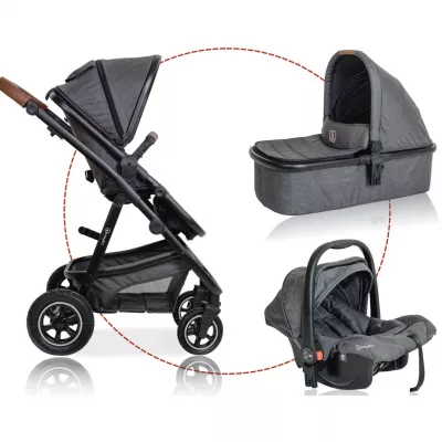 BabyGo - Carucior 3 in 1 Simplex, Grey Melange