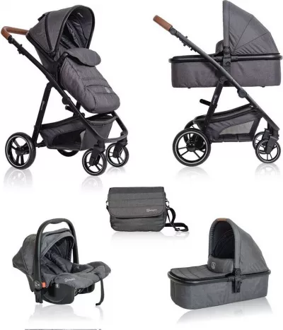 BabyGo - Carucior 3 in 1 Simplex, Grey Melange