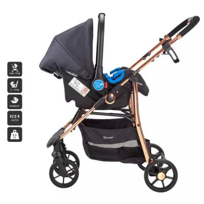 BabyGo - Carucior Style 3 in 1 Black-Rose