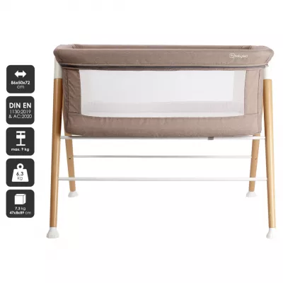 BabyGo - Patut cu cadru din Lemn Goodnight Beige