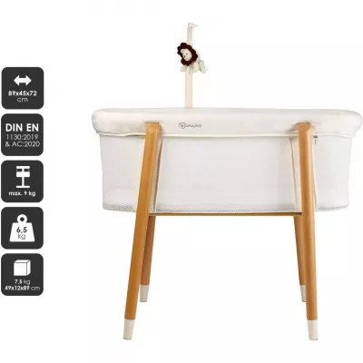 BabyGo - Patut cu cadru din Lemn si Bara de Jucarii Sleepgood Mesh