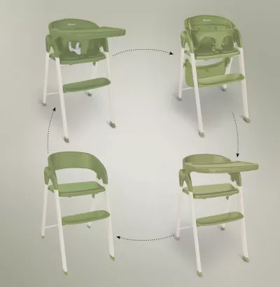 BabyGo - Scaun de masa 3 in 1 transformabil Levels Khaki