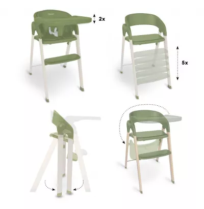 BabyGo - Scaun de masa 3 in 1 transformabil Levels Khaki