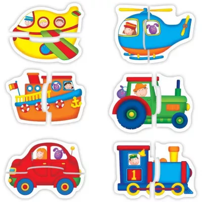 Baby Puzzles: Set de 6 puzzle-uri Transport (2 piese)