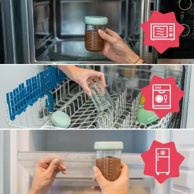 Badabulle - Set 2 Boluri din sticla Badabowls pentru pastrarea hranei bebelusului