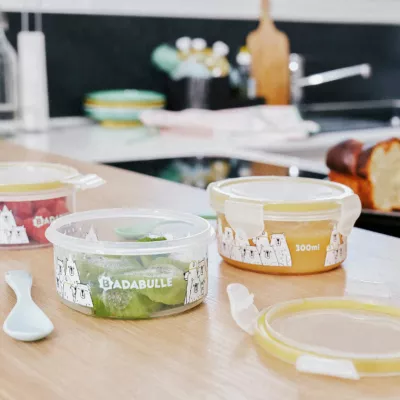 Badabulle - Set 3 boluri ermetice Maxi 300 ml, pentru pastrarea hranei