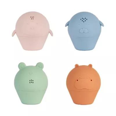 Badabulle - Set de 4 jucarii de baie stropitoare din silicon