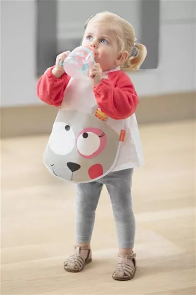 Baveta cu maneci lungi - Pink Bear - Badabulle
