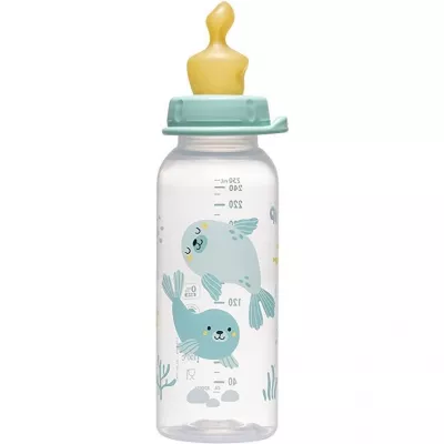 Biberon Family PP cu tetina anti-colici din latex natural, 250 ml, de la 6 luni, debit mediu (M), nip 35007