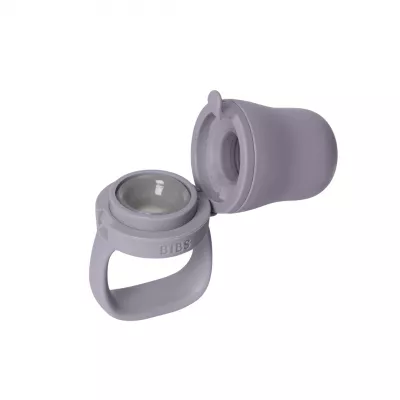 BIBS - Dispozitiv de hranire Baby Feeder cu 2 tetine din silicon, Fossil Grey