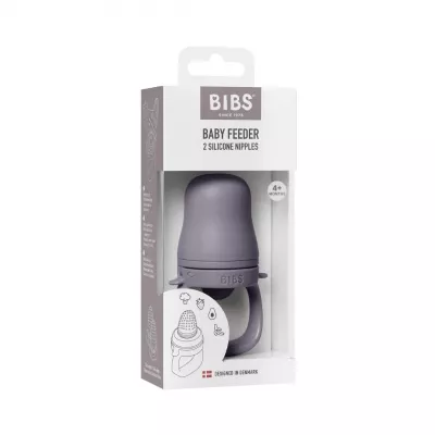 BIBS - Dispozitiv de hranire Baby Feeder cu 2 tetine din silicon, Fossil Grey