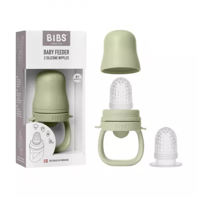 BIBS - Dispozitiv de hranire Baby Feeder cu 2 tetine din silicon, Sage