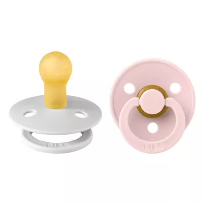 BIBS - Set 2 suzete Colour Latex, tetina rotunda, 0 luni +-Haze/Blossom