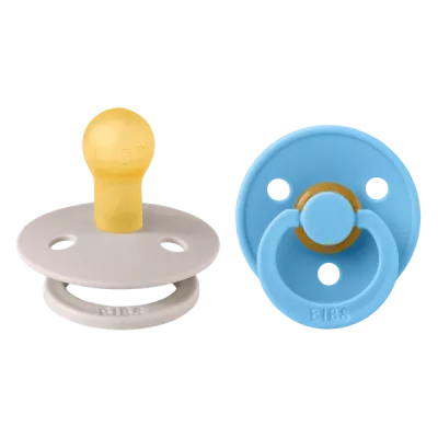 BIBS - Set 2 suzete Colour Latex, tetina rotunda, 0 luni +-Mushroom/Breeze