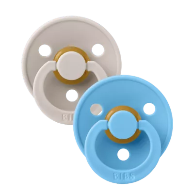 BIBS - Set 2 suzete Colour Latex, tetina rotunda, 0 luni +-Mushroom/Breeze