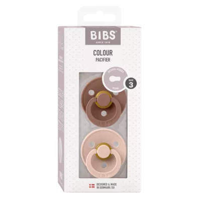 BIBS - Set 2 suzete Colour Latex, tetina rotunda, 18 luni +-Blush/Woodchuck