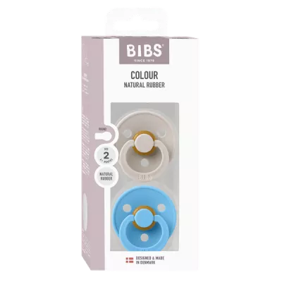 BIBS - Set 2 suzete Colour Latex, tetina rotunda, 6 luni +-Mushroom/Breeze