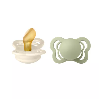 BIBS - Set 2 suzete Couture Latex, tetina anatomica, 0 luni +-Ivory/Sage