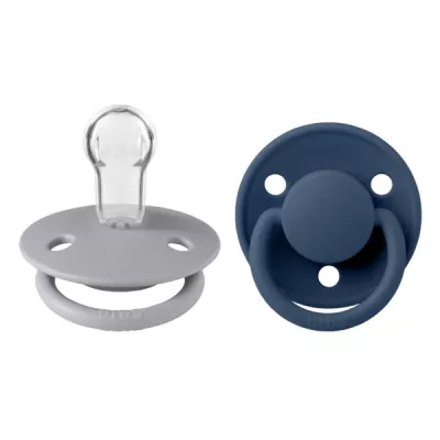 BIBS - Set 2 suzete De Lux Silicon, tetina rotunda, marime universala-Cloud/Steel Blue