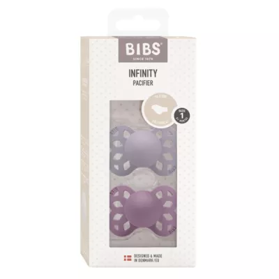 BIBS - Set 2 suzete Infinity Silicon, tetina anatomica, 0 luni +-Fossil Grey/Mauve