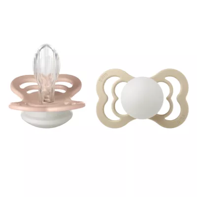 BIBS - Set 2 suzete Supreme Fosforescente GLOW Silicon, tetina simetrica, 6 luni +
