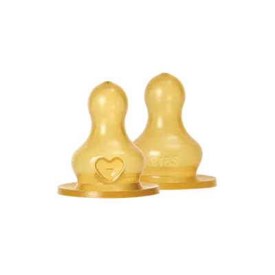 BIBS - Set 2 tetine pentru biberon, Latex, flux mediu