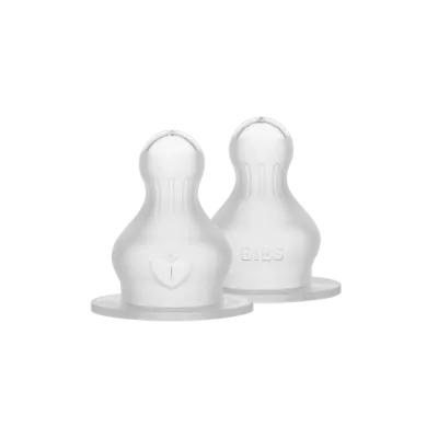 BIBS - Set 2 tetine pentru biberon, Silicon, cu flux lent