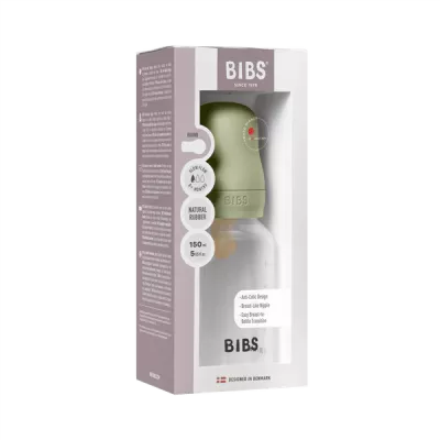 BIBS - Set complet biberon anticolici PP fara BPA, 150 ml, Latex, Sage