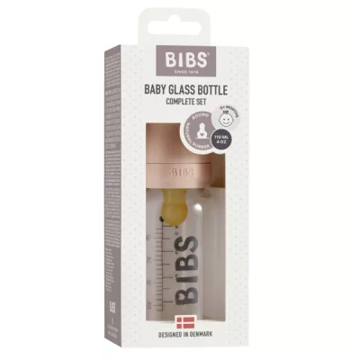 BIBS - Set complet biberon din sticla anticolici, 110 ml, Blush