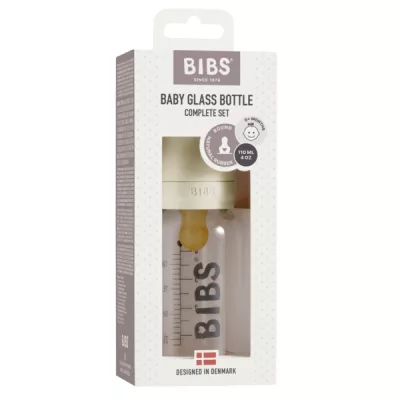 BIBS - Set complet biberon din sticla anticolici, 110 ml, Ivory